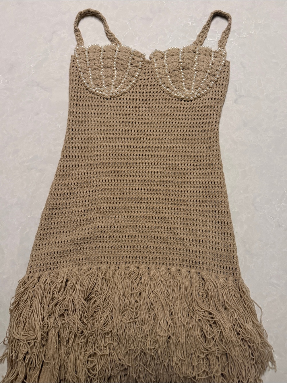 Khaki Boho Women's Sexy Shell Cup Mini Dress